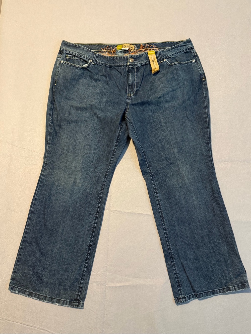 NWT Vintage Y2K Old Navy Low Rise Bootcut Jeans Embroidered 100% Cotton Size 22